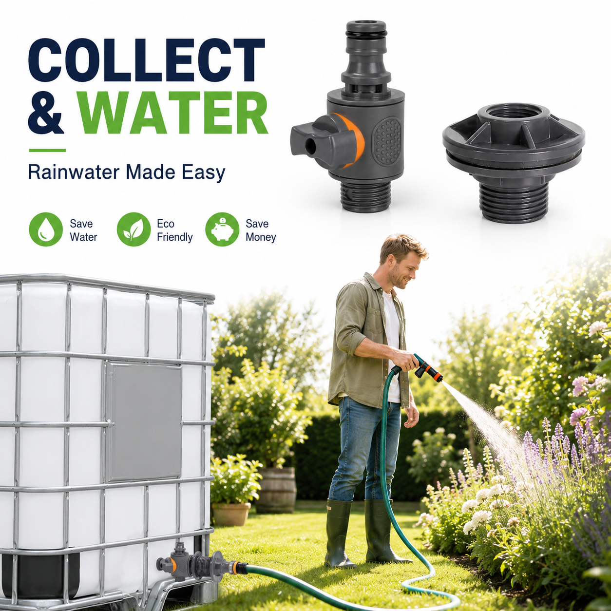 Gardening Tools You Need - PVC IBC Rainwater Collection Connector Kit