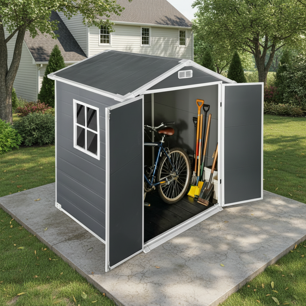 Gardening Tools In Store - 6x4 FT Gray Plastic Outdoor Storage