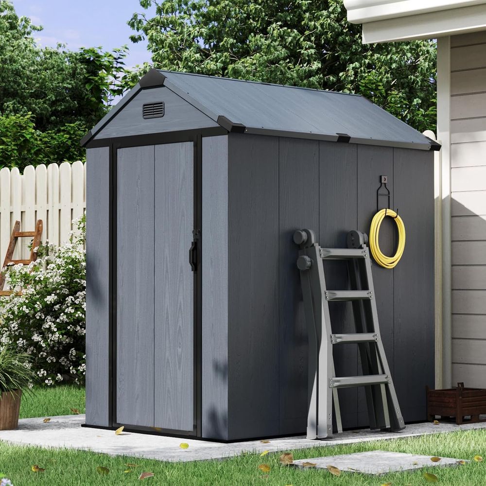 Gardening Tool - 4×6 T All-Weather Resin Storage Shed,