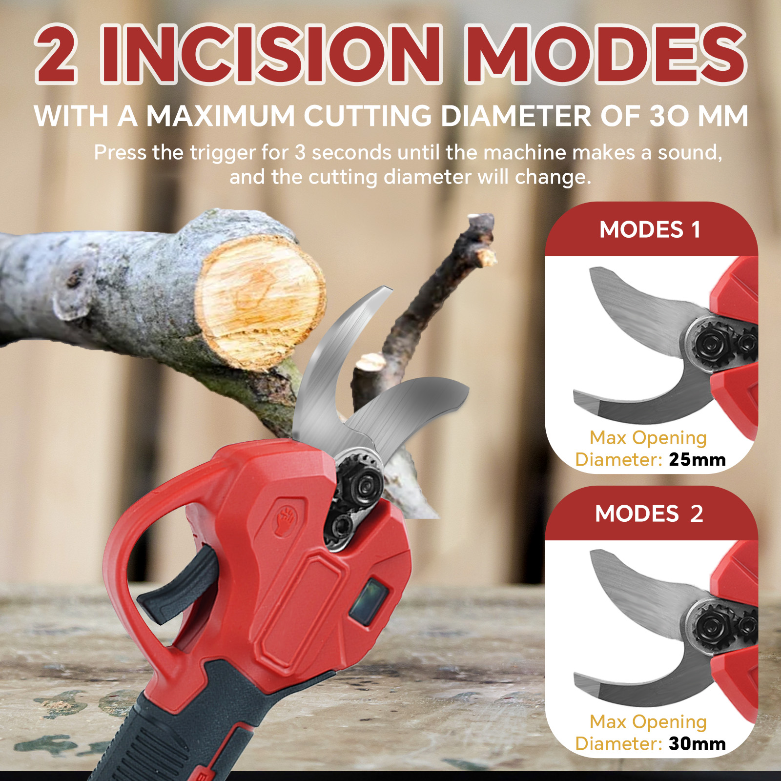 30mm Brushless Electric Prunin - Gardening Tools Usa ulasan dan harga