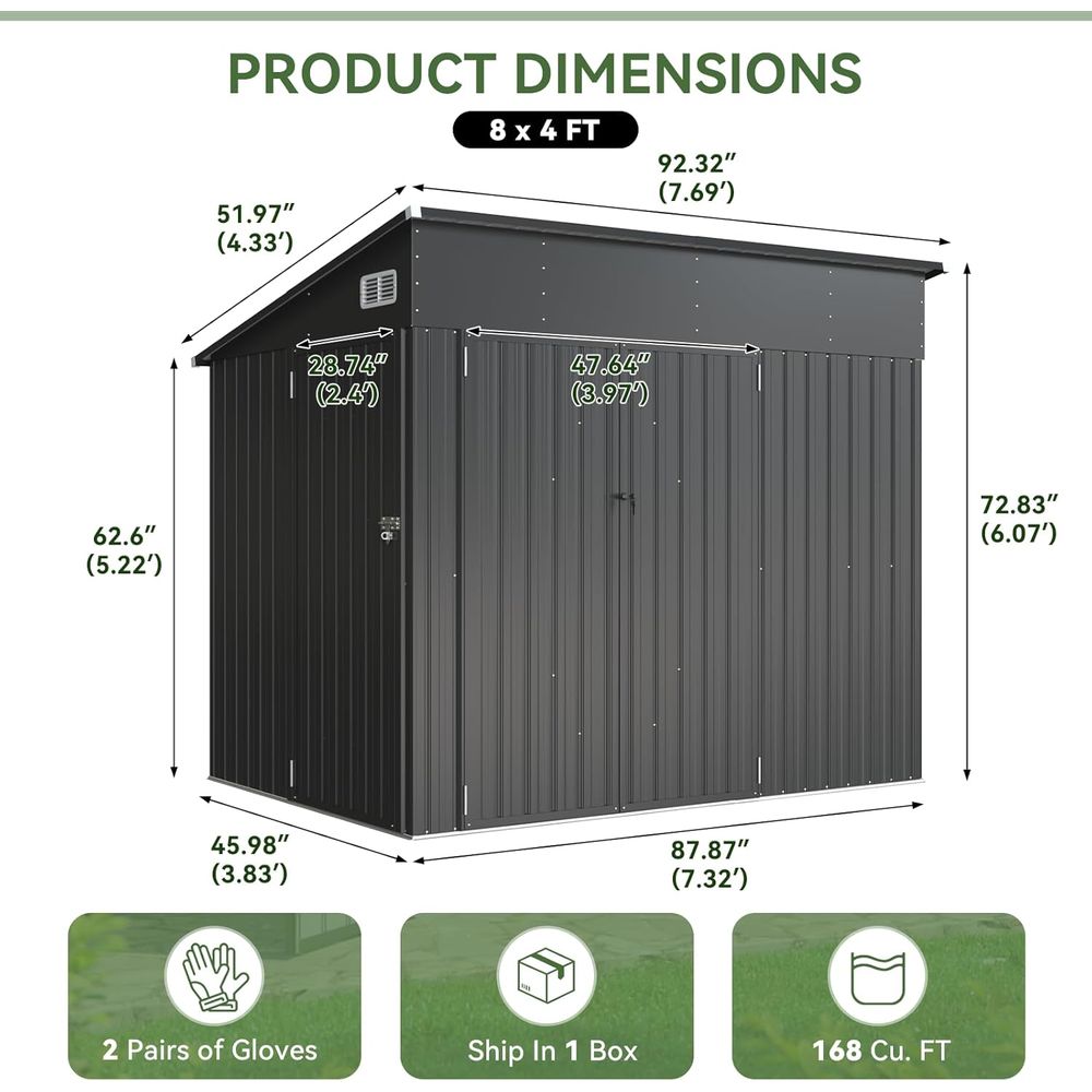 7.5'x4' Triple Door Shed Outdo - Gardening Tool ulasan dan harga