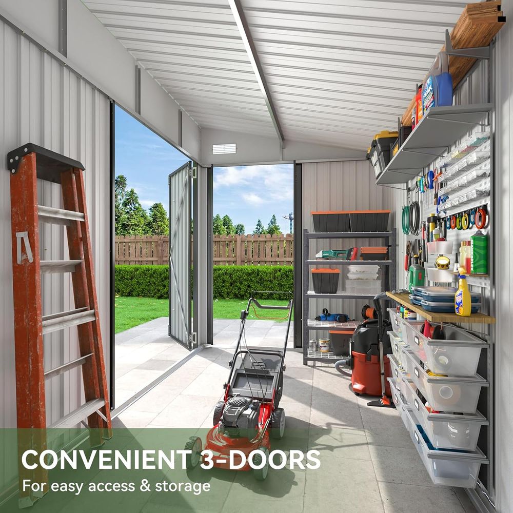 7.5'x4' Triple Door Shed Outdo - Gardening Tool ulasan dan harga