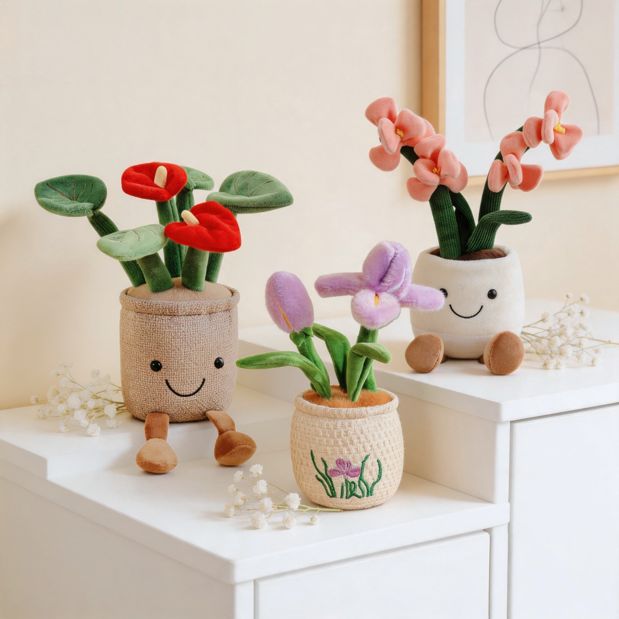 Kawaii Plush Potted Flower Toy - Orchid Potting Mix ulasan dan harga
