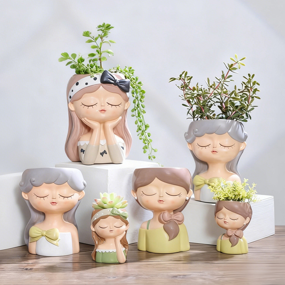 Cute Girl Small Plant Pot Resi - Gardening Tools Cute ulasan dan harga