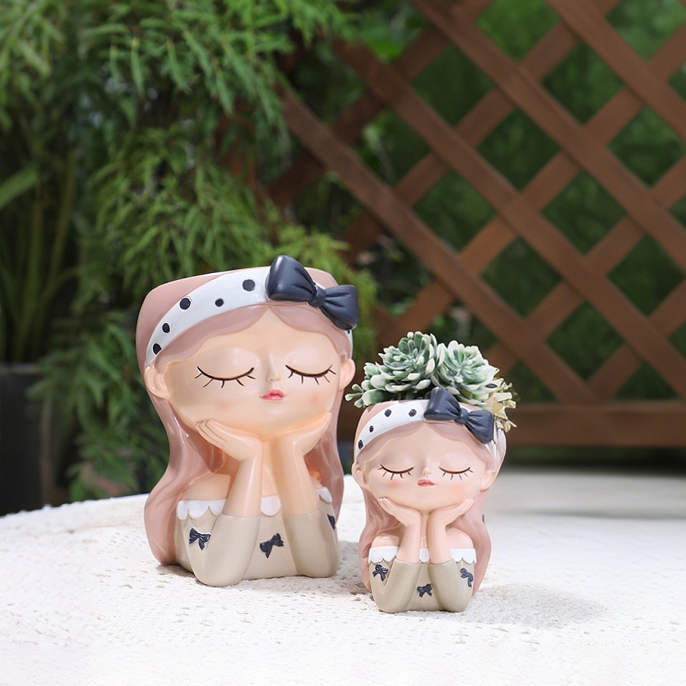 Cute Girl Small Plant Pot Resi - Gardening Tools Cute ulasan dan harga