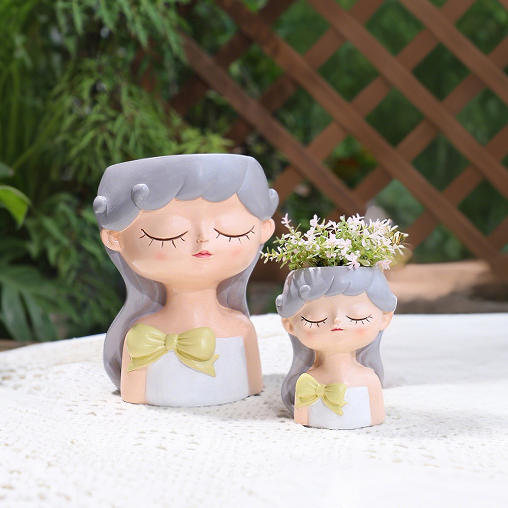 Cute Girl Small Plant Pot Resi - Gardening Tools Cute ulasan dan harga