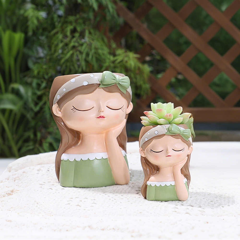 Cute Girl Small Plant Pot Resi - Gardening Tools Cute ulasan dan harga